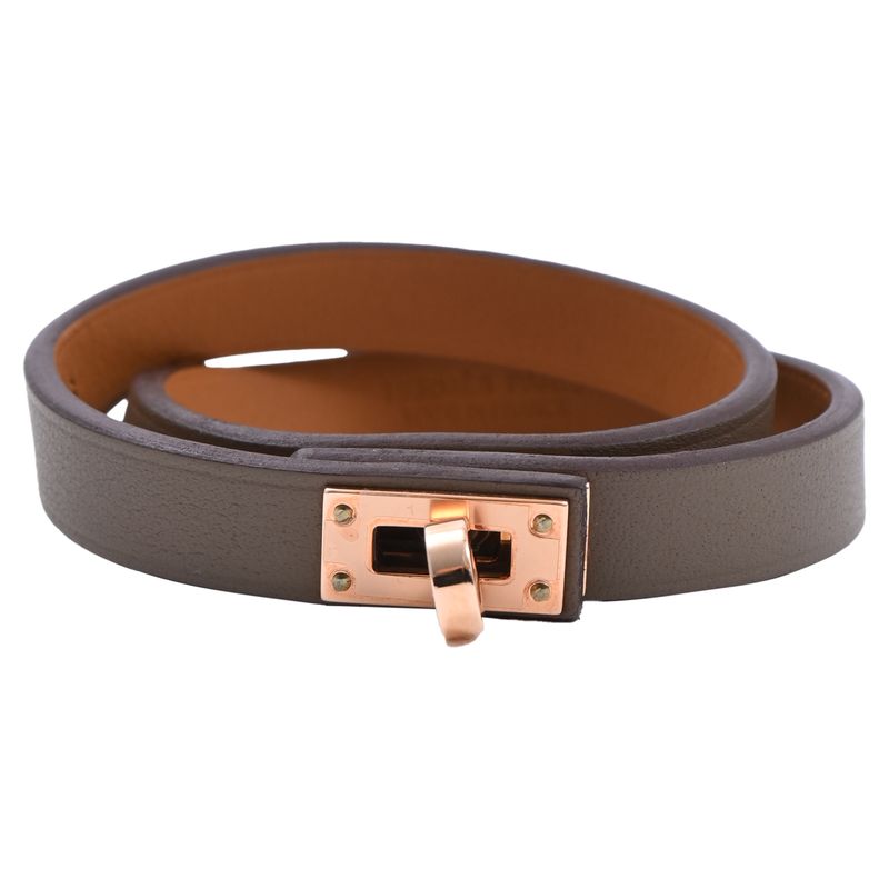 Herms Mini Kelly Double Tour Bracelet In Brown Calf Leather